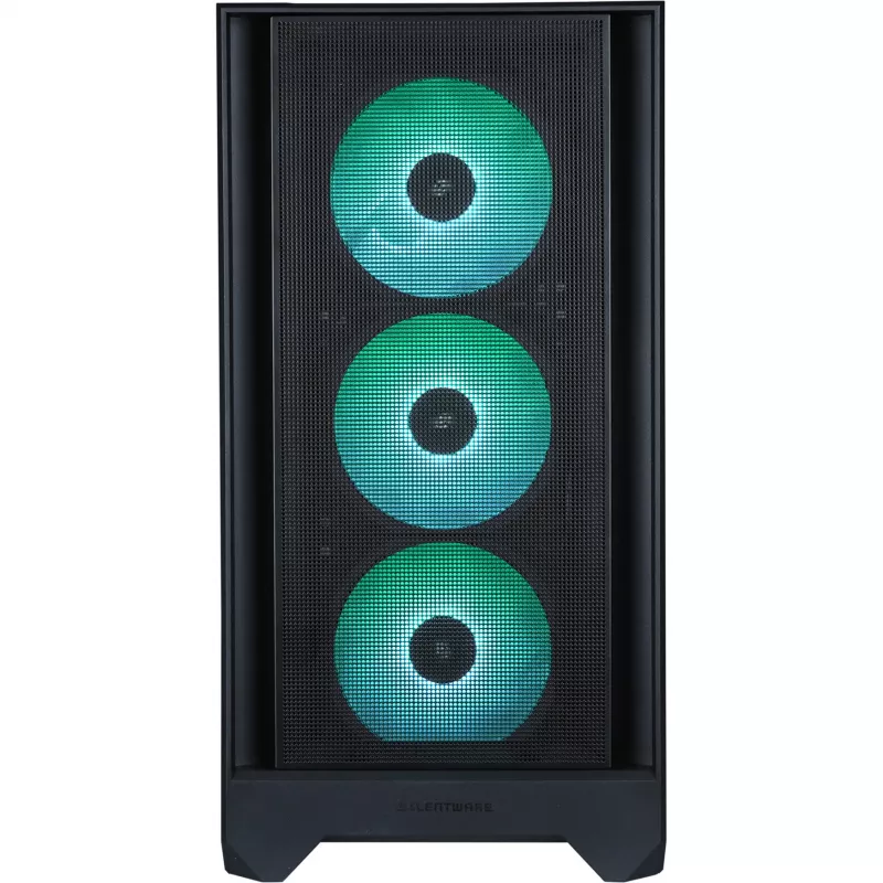 Caixa de PC Silentware Flow 110 A-RGB preto — caixa mid-tower, painel lateral em vidro temperado