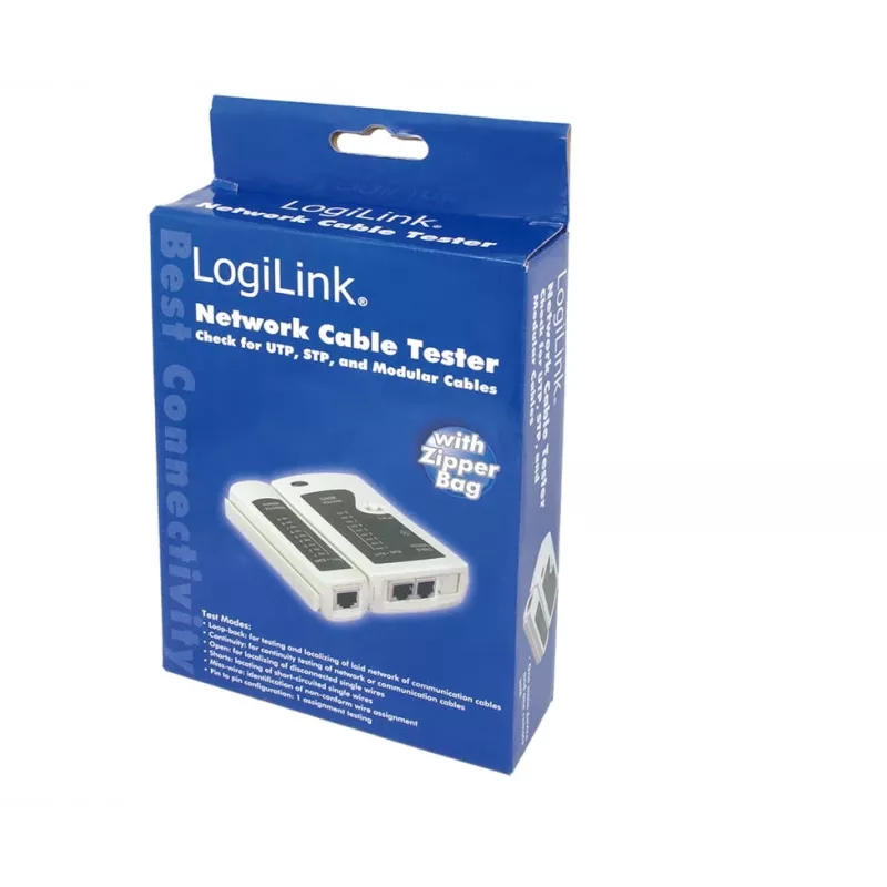 Testador de cabos, LogiLink WZ0010, aparelho de teste de cabos de rede