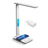 Media-Tech MT222 Leditou candeeiro de secretária LED com carregador sem fios Qi de 15 W, relógio, despertador, termómetro, branco