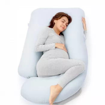 Almofada de gravidez em forma de U Momcozy PP101, veludo cinzento-escuro