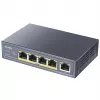 Switch de rede Cudy GS1005P — 5 portas Gigabit Ethernet com 4 portas PoE, 60 W de potência total, caixa metálica, montável em rack