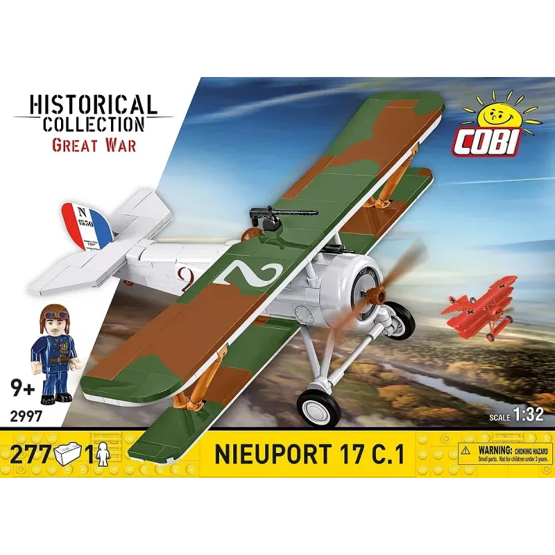 Conjunto de construção Cobi Blocks Nieuport 17 C.1 277 peças — kit de avião modelo, conjunto de blocos de encaixe colecionável