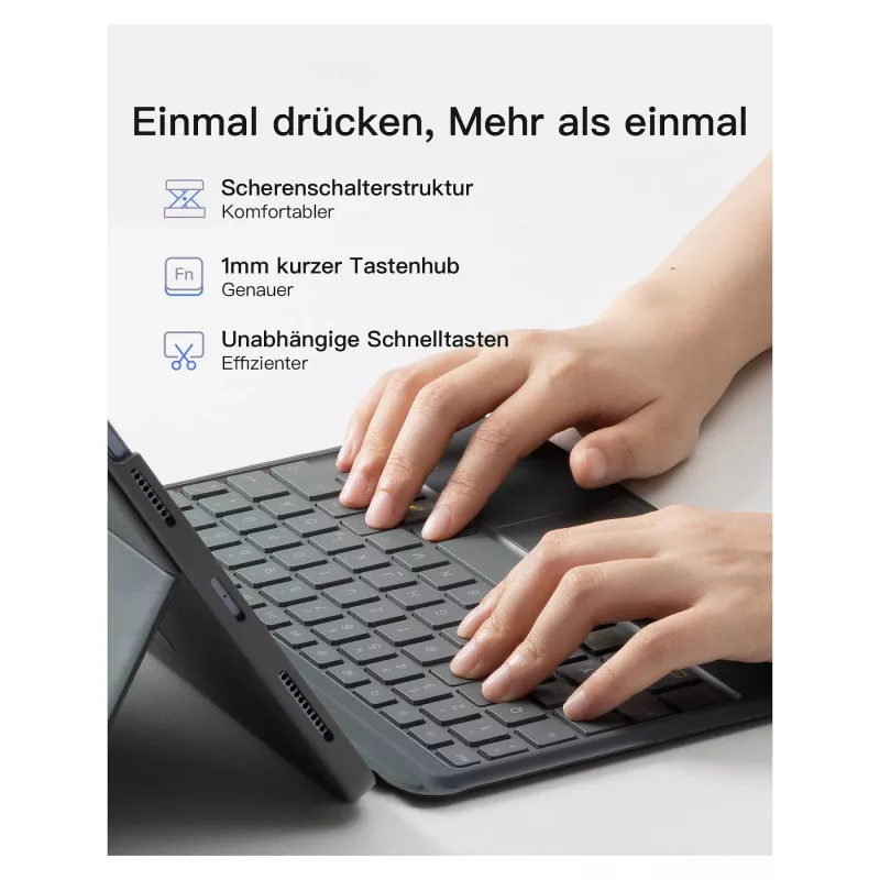 Teclado inateck iPad 11 iPad 10.ª ger. comp. QWERTZ cinzento