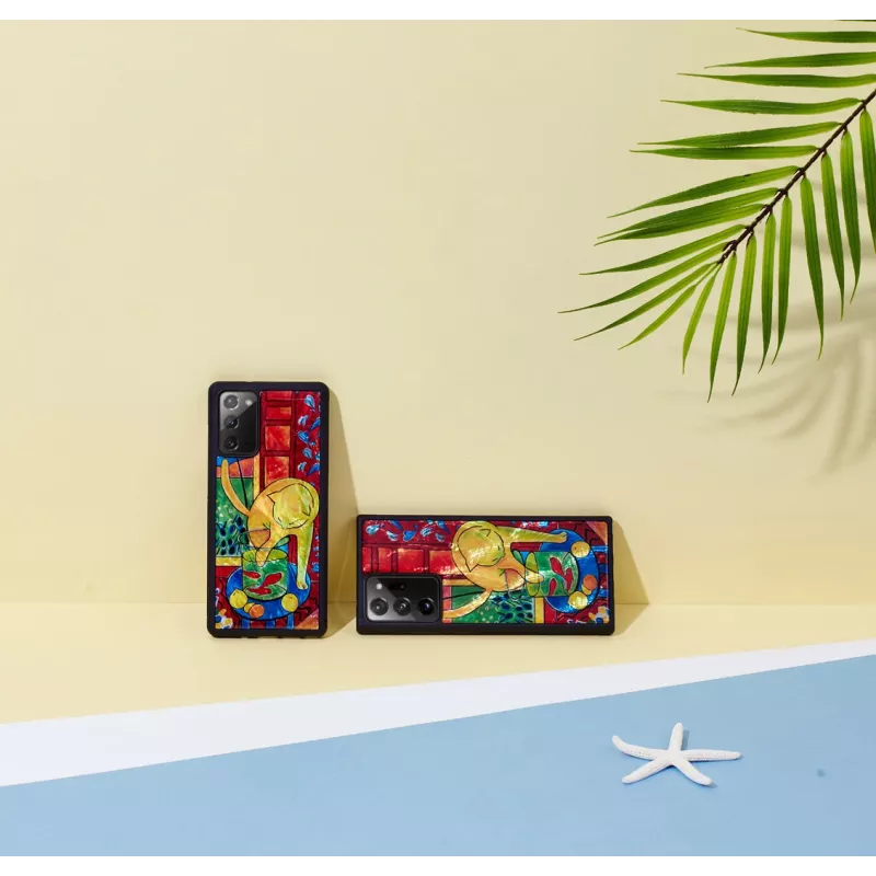 Capa de proteção iKins para Samsung Galaxy Note 20 com design gato e peixe vermelho