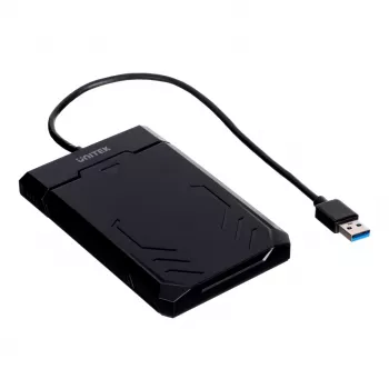 Caixa HDD/SSD Unitek Y-3036, 2,5 polegadas SATA III, USB 3.2 Gen 1 (5 Gbit/s), UASP, cabo USB-A integrado, preto