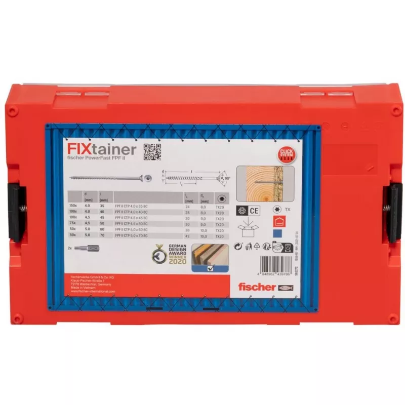 fischer FixTainer PowerFast II TX TG 562272 Sortimento de parafusos para aglomerado aço zincado eletroliticamente (562272)