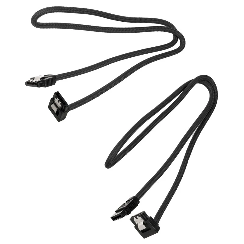 Corsair CC-8900282 cabo SATA Premium com revestimento, angular, 60 cm, preto, pack de 2