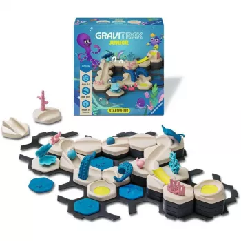 Conjunto de construção de pista de berlindes Ravensburger GraviTrax Junior Starter-Set S Percurso no deserto, modelo 24585