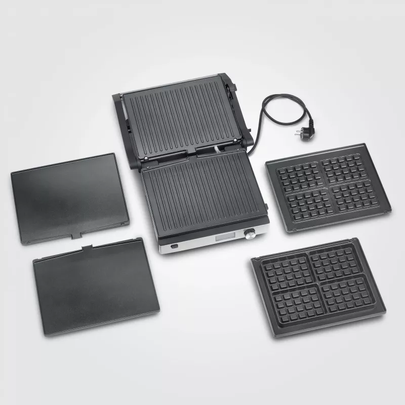 Grelhador de contacto Severin KG 2380 preto prateado 2000W aço inoxidável