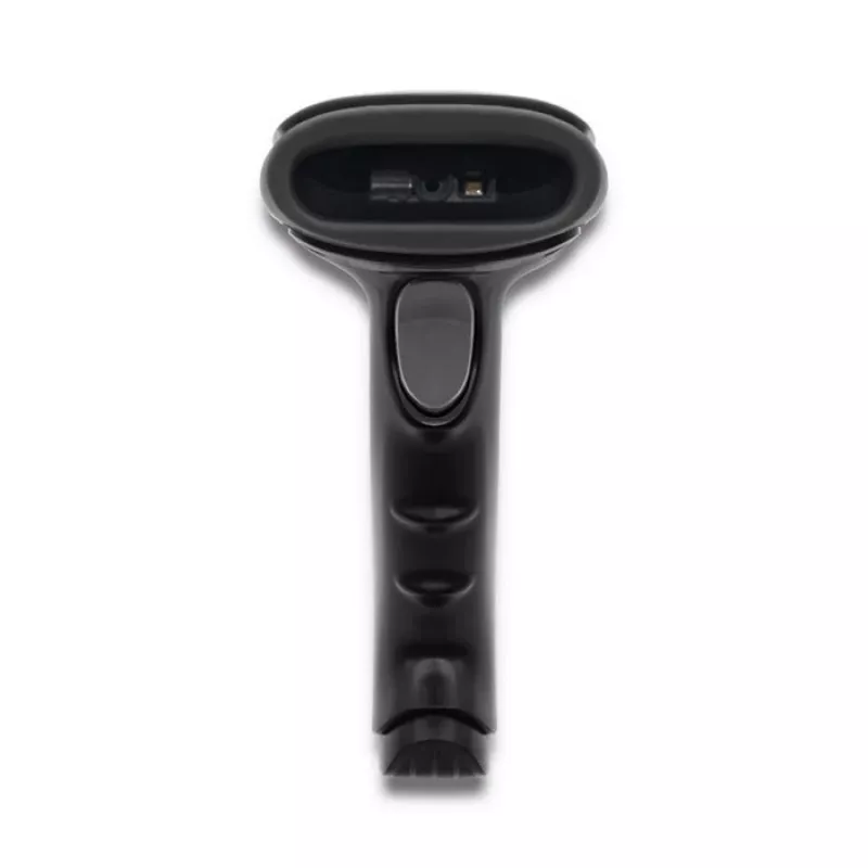 Leitor de códigos de barras manual QOLTEC 50868 — leitor laser 1D/2D, USB com e sem fios, distância de trabalho 600 mm, preto