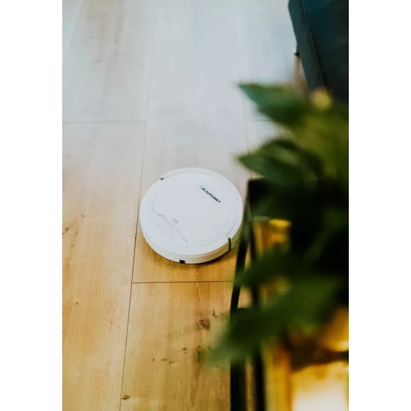 Aspirador robô BLAUPUNKT RVC201 — redondo, branco, depósito sem saco de 0,5 l, 55 minutos de autonomia