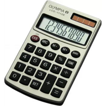 Calculadora de bolso Olympia LCD 1110 E — 10 dígitos, ecrã de 1 linha, prateada