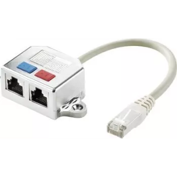 Renkforce Adaptador em T de rede RJ45 CAT 5e [2x conector fêmea RJ45 - 1x ficha RJ45] 15,00 cm Metal (RF-4538140)
