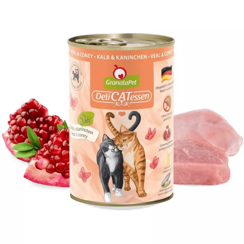 GRANATAPET DeliCATessen Vitela e coelho - Comida húmida para gatos - 400g