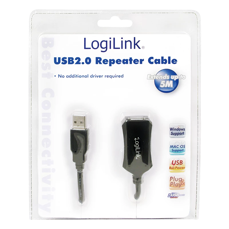 Cabo repetidor USB 2.0 LogiLink - 5,0 m cabo USB 5 m USB A