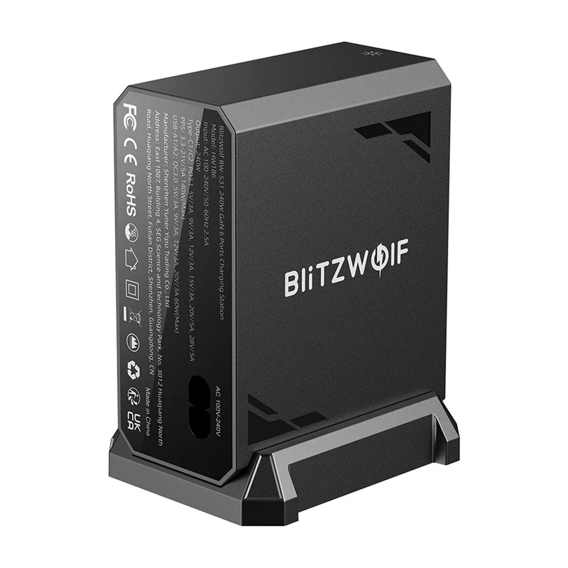 Blitzwolf BW-S31 2xUSB-A, 4xUSB-C, PD, 240W carregador de rede