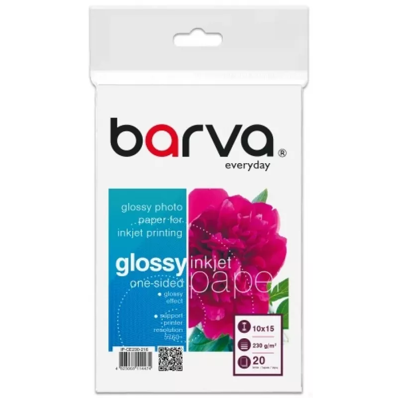 Papel fotográfico Barva (IP-CE230-216) Everyday Glossy 230 g/m², 10x15 cm, 20 folhas