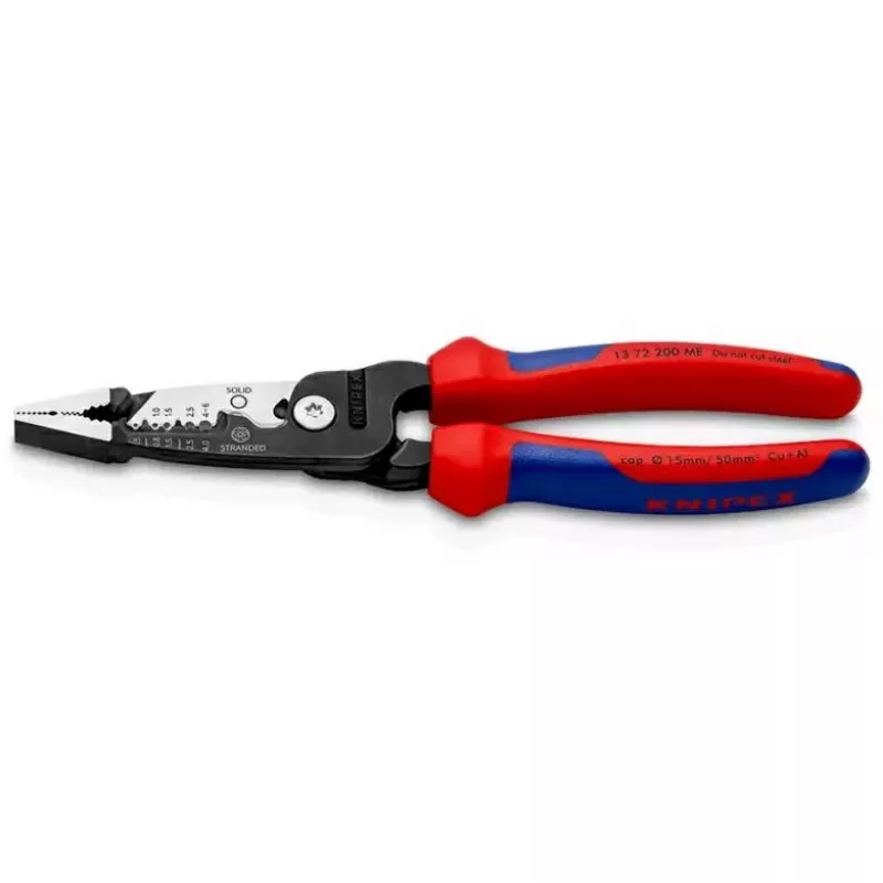 Knipex 13 72 200 ME alicate de descarnar preto, azul, vermelho, aço inoxidável