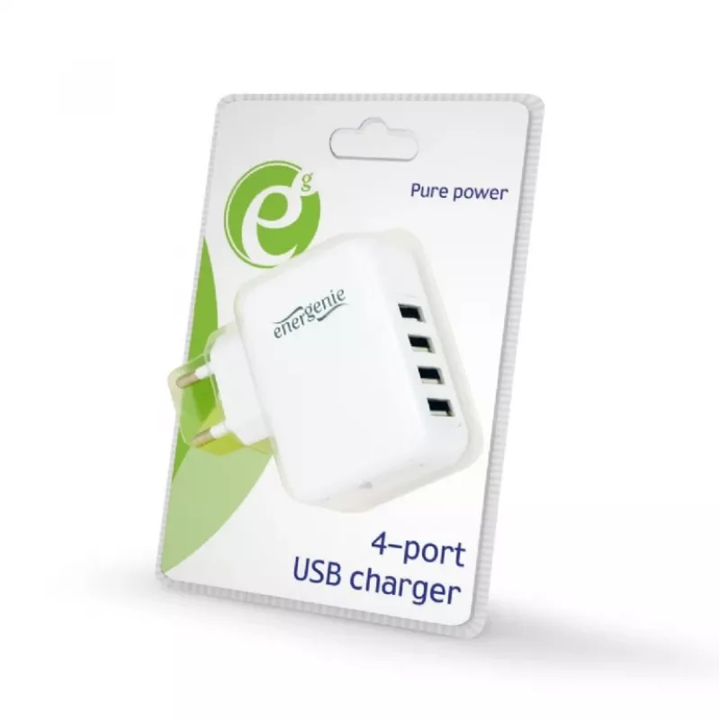 Carregador USB universal branco/4 portas EG-U4AC-02 GEMBIRD