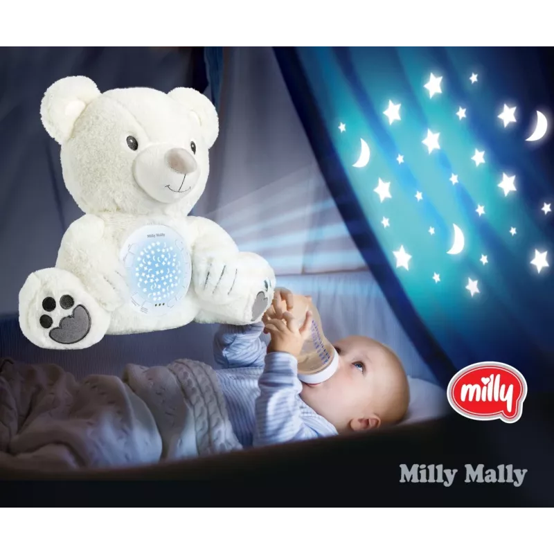 Brinquedo projetor de peluche Milly Mally urso 5656 com luz suave para o quarto das crianças