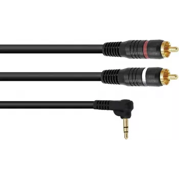 Cabo adaptador Omnitronic jack 3,5 mm para 2x RCA 90° 1,5 m (modelo 30225010)