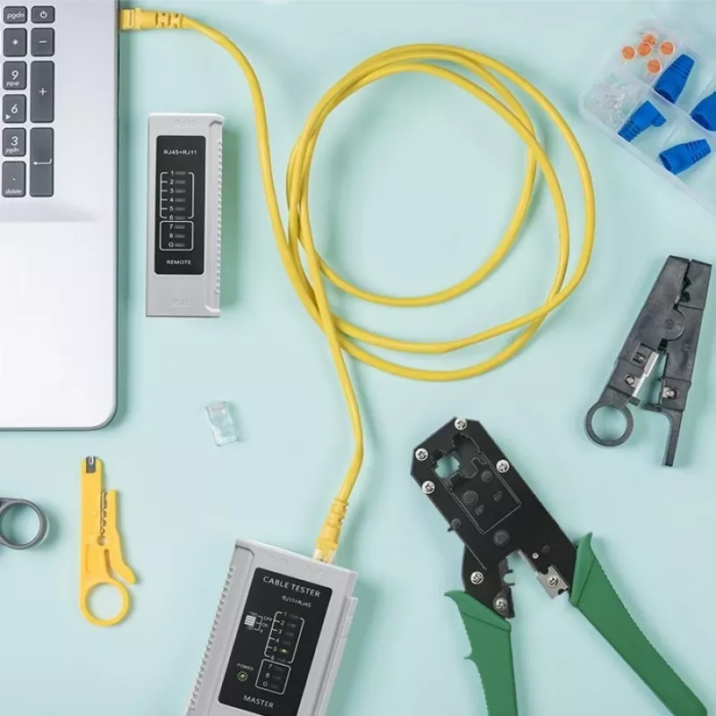 Ferramenta de cravar e cortar QOLTEC 54381 — Alicate de cravar para fichas de rede modulares e corta-cabos