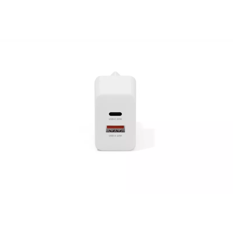 Carregador USB de parede DIGITUS 20W, 1x USB-C, 1x USB-A, entrada 100–240V, branco