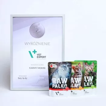 Comida húmida para gatos VETEXPERT RAW PALEO Adult Sterilised caça 100 g — caça, sem cereais, para tendência a excesso de peso
