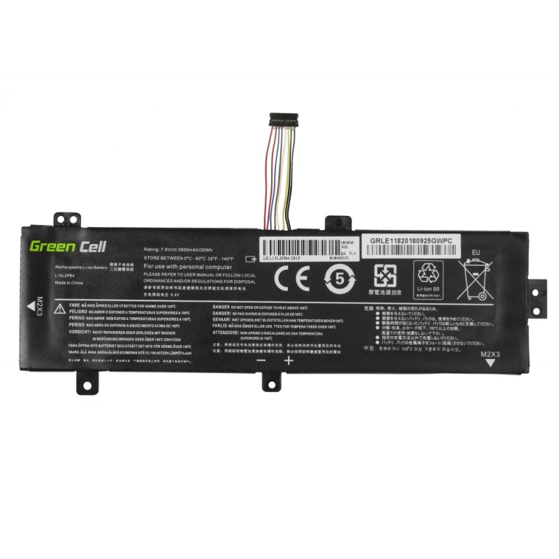 Bateria Green Cell LE118 para Lenovo Ideapad 310-15 (7,6 V, 3500 mAh, 4 células, LiPo, preto)
