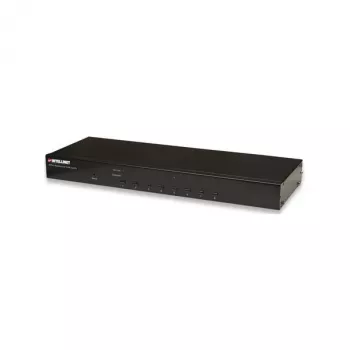 Comutador KVM Intellinet 8 portas para rack, combo USB + PS/2, On-Screen-Display, cabos incluídos (ficha europeia de 2 pinos)