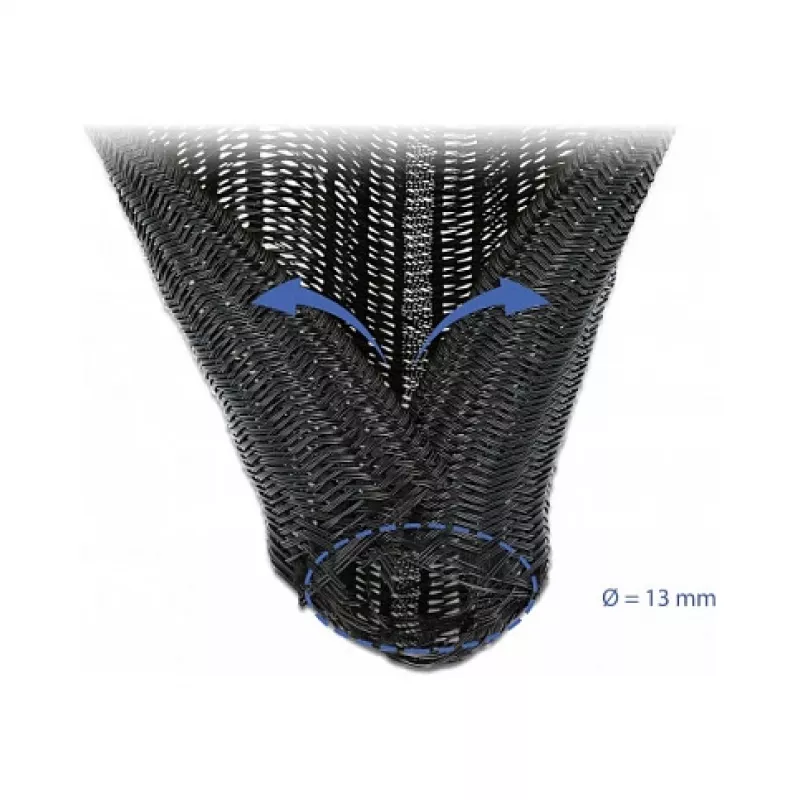 Manga de malha DeLOCK 18909 5 m x 13 mm preto