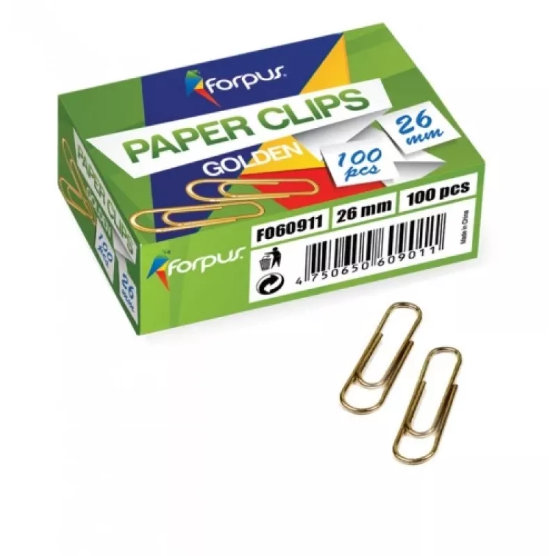 Clips Forpus, amarelo metal, 26 mm redondos (100) 1104-006