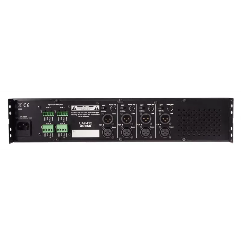 Audac CAP412 amplificador de potência de 4 canais, 4 x 120 W (480 W), 100 V