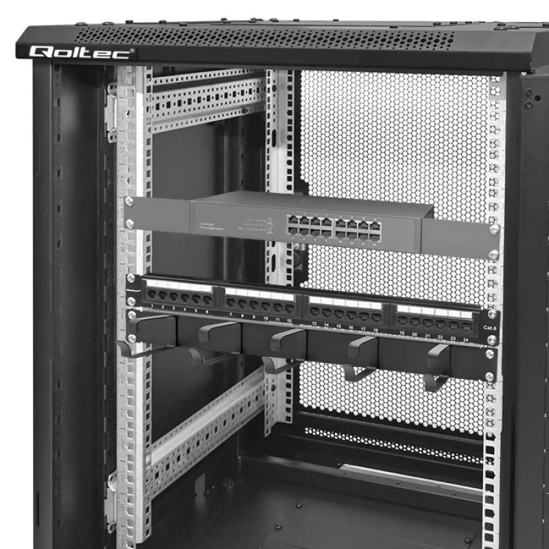 Gestor de cabos QOLTEC 54515 1U para racks de 19 polegadas