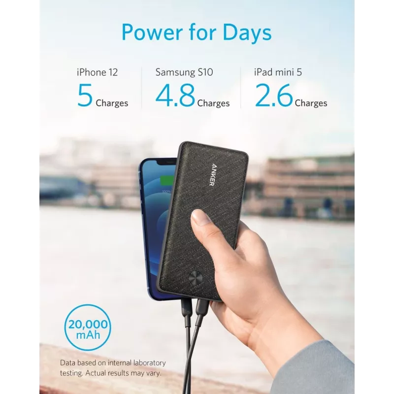 POWER BANK USB 20000MAH preto/A1365G11 ANKER