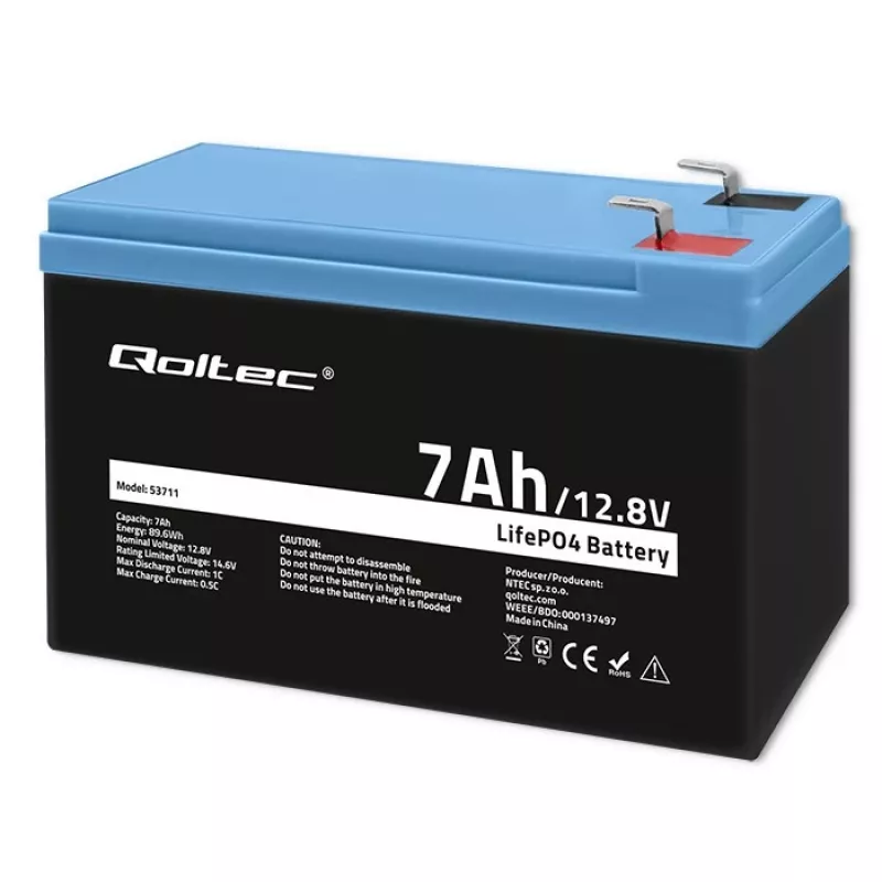 Bateria LiFePO4 12,8V 7Ah, 89,6Wh, BMS
