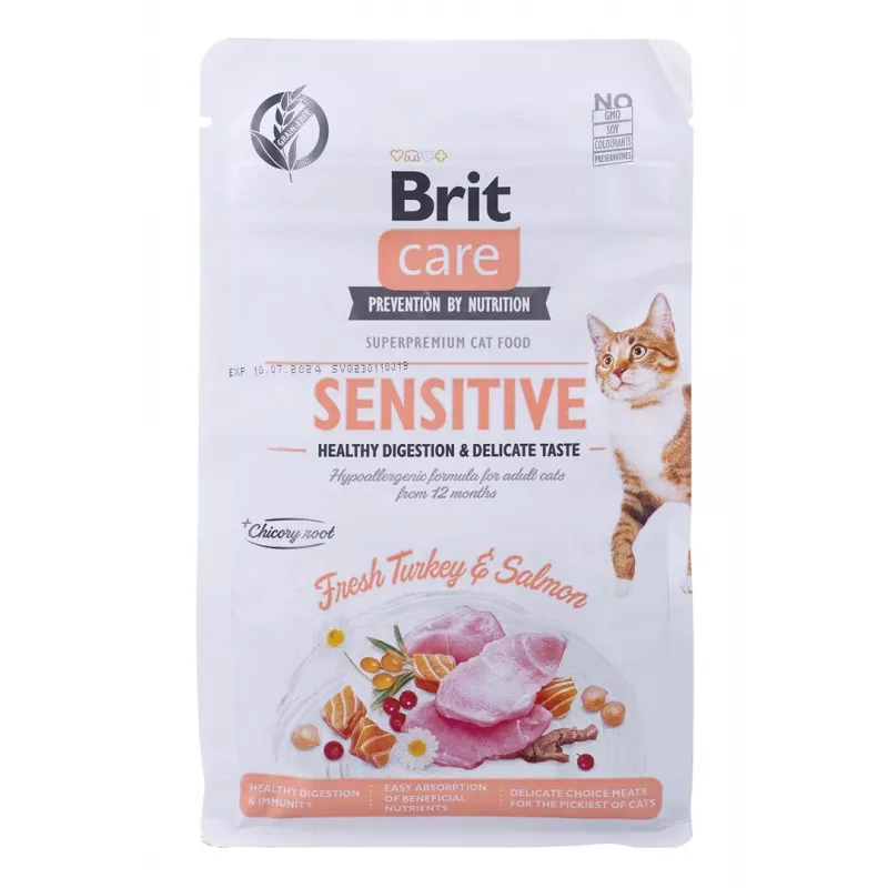 BRIT Care Grain-Free Sensitive peru e salmão - alimento seco para gatos - 400 g