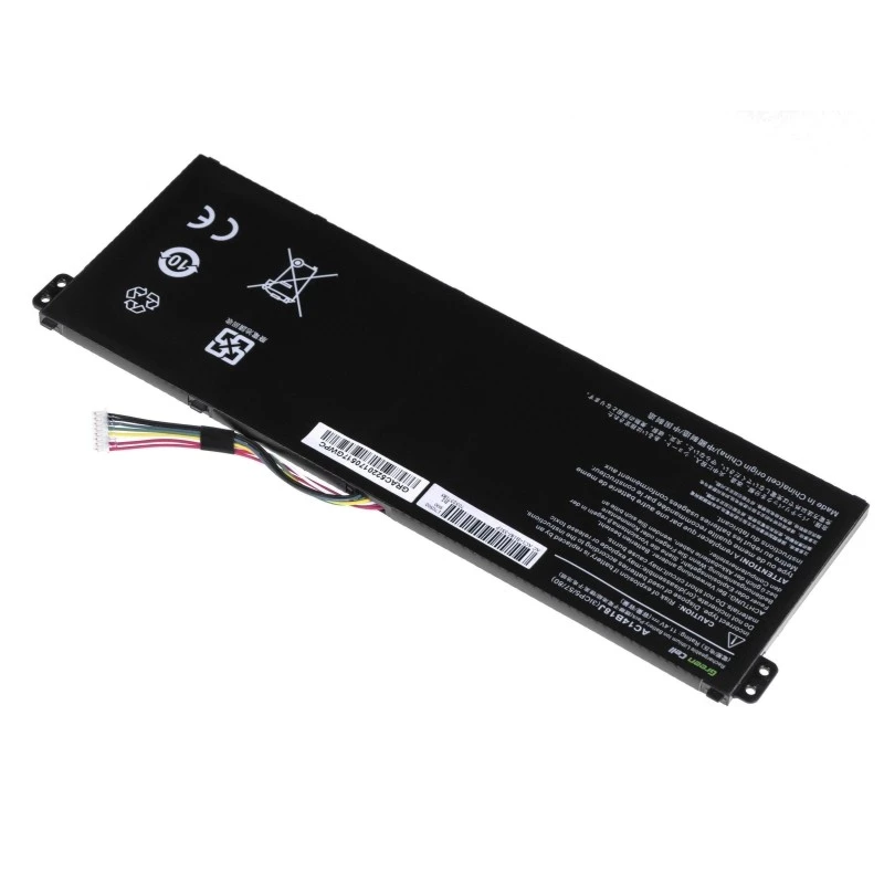 Bateria Green Cell AC52 para Acer Aspire E11 ES1-111M ES1-131 E15 ES1-512 Chromebook CB3-111 CB5-311, 11,4V 2200mAh Li-Ion, 3 células, preta