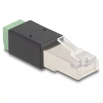 Adaptador DeLOCK ficha RJ45 para bloco de terminais 2 polos 66604 preto verde