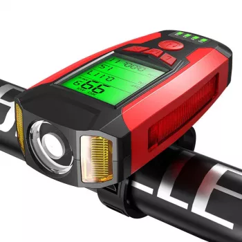 Luz de bicicleta Superfire BM01 4-em-1 USB recarregável à prova de água
