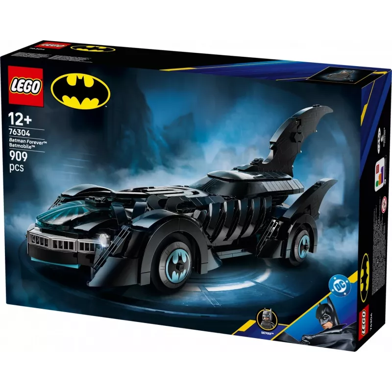 Conjunto de construção LEGO DC Super Heroes Batman Forever Batmóvel 76304 — 909 peças, 1 minifigura, idade recomendada 12+