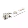 Módulo Keystone DELOCK RJ45 para LSA Cat.6A blindado sem ferramentas, plano, prateado/branco, com tampa de proteção contra pó