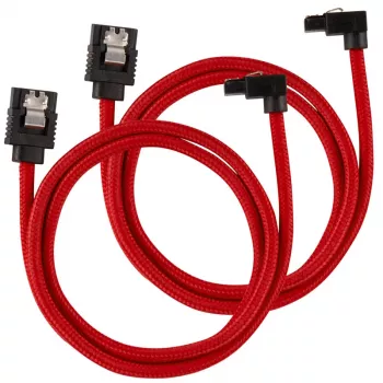 Cabo SATA Corsair Premium-Sleeved angular, vermelho 60 cm – pack de 2