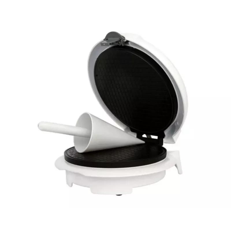 Máquina de waffles Adler AD 3038 – waffle redonda individual, 1500 W, termostato regulável, placas antiaderentes, cinzento/branco
