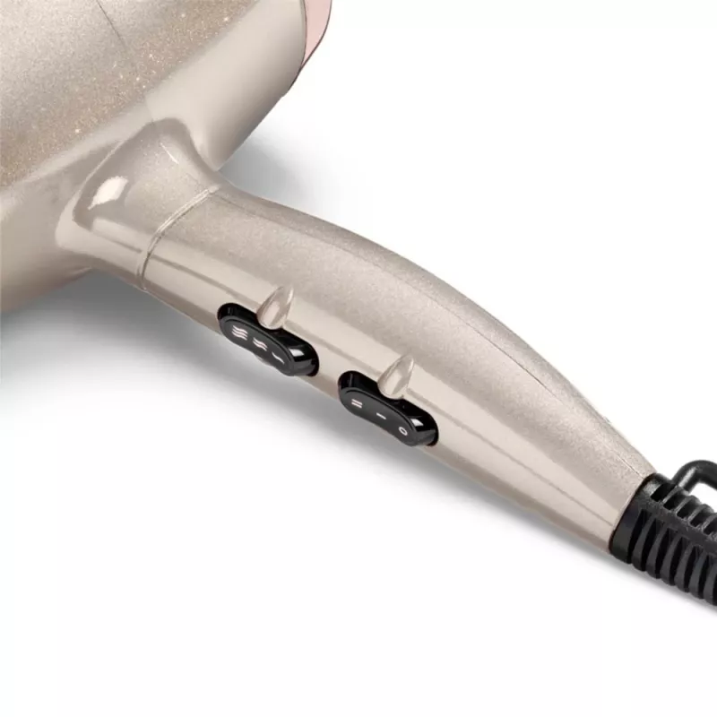 Secador de cabelo BABYLISS 5914PE — 2000 W, motor DC, 3 níveis de calor, 2 velocidades, jato de ar frio, preto/dourado/ouro rosa