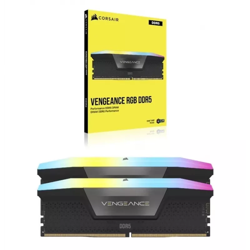 Memória para desktop CORSAIR VENGEANCE RGB 16GB 2x8GB DDR5 DIMM 5200MT/s CL40-40-40-77 1.25V Intel XMP - preto