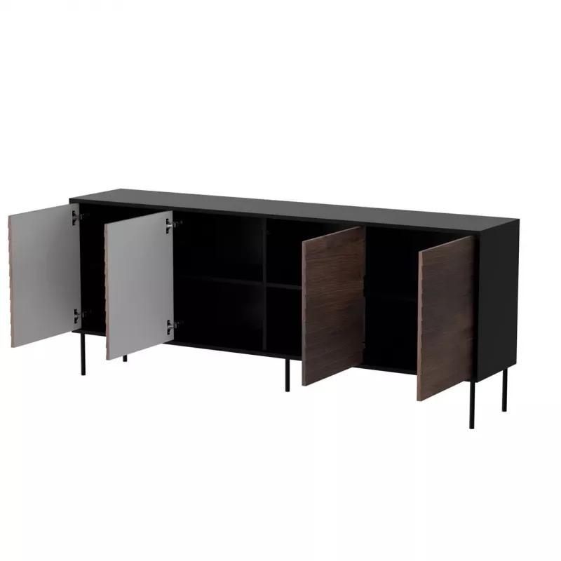 Cómoda Cama 4D CORTINA 200x40x81 preto/nogueira