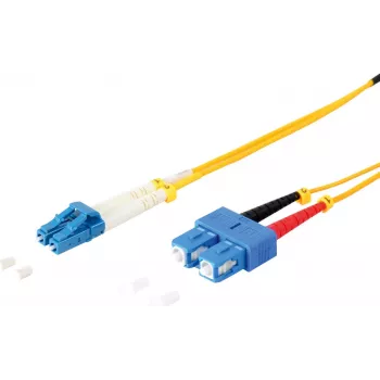 Cabo patch de fibra ótica duplex ShiverPeaks 77811 LC para SC 9/125µm OS1/OS2 5,0 m