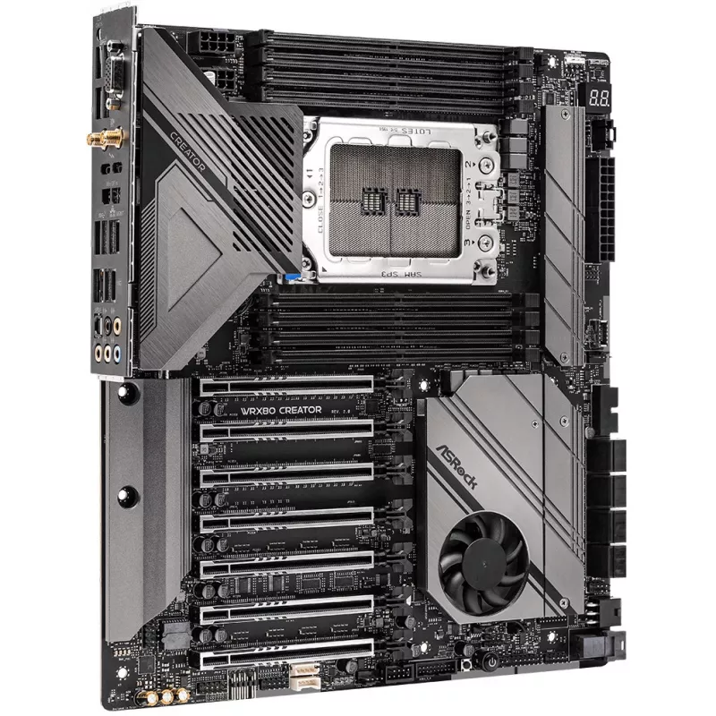 Placa-mãe ASRock WRX80 CREATOR R2.0 — AMD WRX80, Socket sWRX8, E-ATX, 8× DIMM DDR4, 2 TB máx, Wi‑Fi 6E, 10Gb LAN, Áudio 7.1