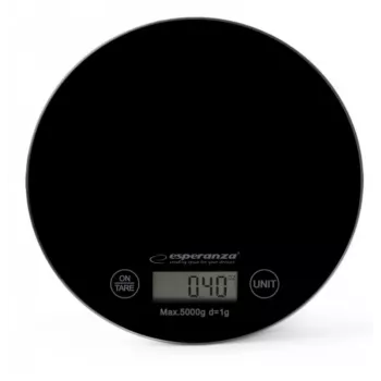 Esperanza EKS003K Balança de cozinha preta superfície plana redonda Balança de cozinha eletrónica